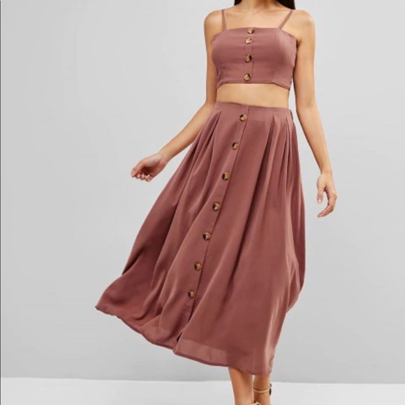 NWT* ZAFUL Knotted Button Cami Top & Skirt Set, Size S - Picture 10 of 13